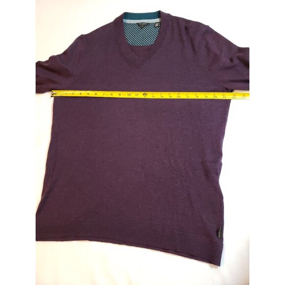 Ted Baker Mens Purple V-Neck Sweater wool silk cashmere  Size 5 - Picture 9 of 16